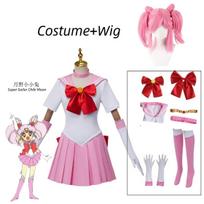 Anime Super Jūreivė Chibi Mėnulis Mažoji Dama Serenity Cosplay Kostiumas Suknelė Kaspinai pirštinės sagė lankelis Mažajai Dame Suaugusiems Plius S XXL white