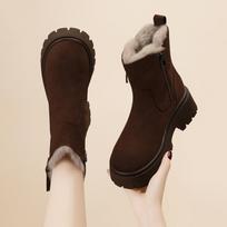 Women's snow boots  new versatile short tube anti slip and plush thick warm cotton shoes 40 black