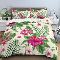 Elegantiškas gėlių pūkinės antklodės komplektas Patalynės komplektas 3 dalių užtiesalų komplektas 135*200cm pink