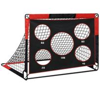 2-in-1 Nešiojamas futbolo vartų rinkinys, Daugia skylučių treniruočių tinklas, Storas Oksfordo audinys, Plieninės konstrukcijos rėmas, Treniruočių ir rungtynių dvigubas režimas black