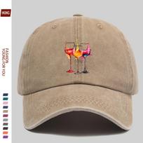 Vyno stiklo meno beisbolo kepurė Skalbta medvilnė Reguliuojama džinsinė kepurė Unisex Atsitiktinė lauko golfo kepurė One Size gray