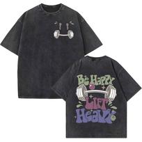 Funny Muscle Mommy Gym Vintage Washed Cotton T Shirts Men Women Fashion O-Neck Short Sleeve T-shirt XL black