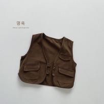 Kids Solid Cotton Open Front Vest Boys And Girls Casual Sleeveless Waistcoat 120cm kava