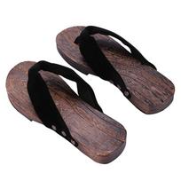 XGOPTS Men's Geta Sandals Black Cotton Thong Burnt Paulownia Wood EVA Non-Slip Sole Japanese Yukata Footwear 26cm juoda