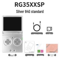 RG35XXSP Retro Flip Handheld Game Console, GBA, FC, Red & White, TV Connectable Controller Silver gray