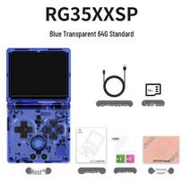 RG35XXSP Retro Flip Handheld Game Console, GBA, FC, Red & White, TV Connectable Controller Transparent Blue