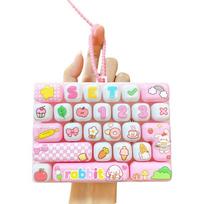 26 Key Mini Keyboard Pendant Small Gift Button Fidget Toy 26 Key Keyboard Keychain  Bag Accessory rožinė