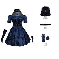 Mizi Cosplay Anime Ateivio Sceninio Kostiumo Rinkinys: Tamsiai Mėlyna Suknelė, Rožinės ir Mėlynos Ilgi Plaukai, Pirštinės, Kojinės, Diržas. Vienodas Kalėdoms M&Mizi black