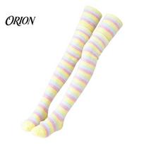 Thigh High Socks 1 Pair Women for Winter, Thickened Coral Fleece Leg Soft Plush Warmer Long Stockings, Fluffy Warm Over Knee Boot Girls Elastic One Size E