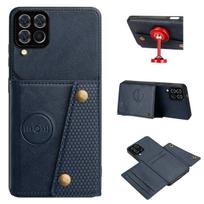 Vintage Leather Card Holder Phone Case for Samsung Galaxy A22 4G,A12,M22,M12 Card Pockets Dual Snap Buttons Flip Wallet Shell Galaxy M12 mėlyna