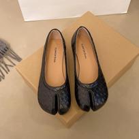 Women Tabi Toe Ballet Flats Bow Woven Pattern Soft Sole Non Slip Casual Daily Walking Shoes For Spring Autumn 39 brown