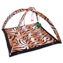 Portable Cat Tent Foldable Kitten Play Mat House - Funny Mobile Pet Activity Bed Toys for Cats beige