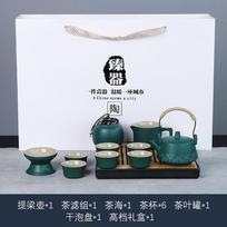 Travel tea set, tea tray, household kung fu teacup, outdoor portable teapot, ceramic business gift.