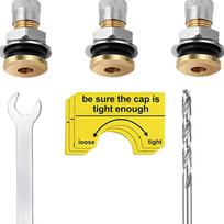 Gas Can Fuel Exhaust Vent Valve 6Pcs Gas Tank Vent Caps Set Wrench Drill Gaskets Warning Stickers Gas Jug Ventilation Mod Kit yellow