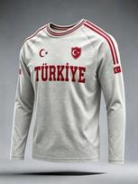 Turkish Fans' Football Uniform Men's Long-sleeved Sports T-shirt 3D Printed Quick-drying Breathable Training T-shirt Streetwear S