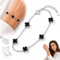 Silver Bracelet 925 Silver Women' Clover Elegant Onyx Gift beige