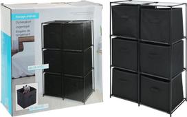 Komoda, 6 stalčių ir daiktadėžių, 68 x 35 x 102 cm, juodos sp.