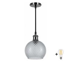 BRILAGI -LED Pakabinama liustra ant laido RETRO GLASS 1xE27/60W/230V skersmuo 18 cm juoda/dūminė pilka