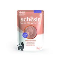 SCHESIR Complete Nutrition Tuna with salmon visavertis šlapias pašaras katėms su tunu ir lašiša pūtėsiuose, 85g
