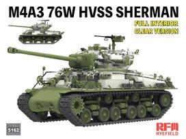 M4A3 76W HVSS Sherman modelis su interjeru, skaidri versija 1/35 RFM-5162