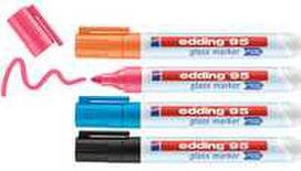 Edding Marker stiklo paviršiams e-95 EDDING, 1,5-3 mm, juoda ir 3 vnt. spalvų derinys