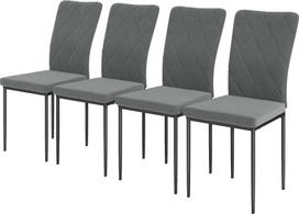 HOMCOM valgomojo kėdės 4 virtuvės kėdžių su atlošu rinkinys, aksomo išvaizdos, foteliai, minkštos kėdės su metalinėmis kojelėmis valgomojo stalui, tamsiai pilkos spalvos