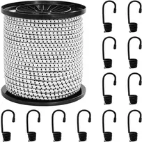 Bungee virvės su kabliukais 40 mm Juoda ir Balta PP ir guma