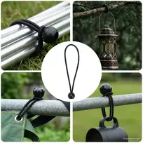 Bungee virvės su kamuoliukais 100 vnt. Juoda 4 mm x 22 cm