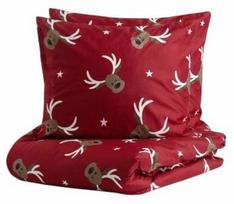 Kalėdinis patalynės užvalkalų komplektas Homla Reindeer 806662, ruda sp./balta sp./raudona sp., 50 x 60 cm, 200 x 220 cm