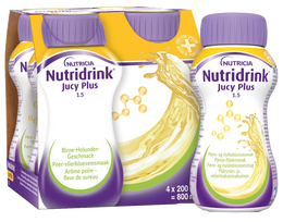 NUTRICIA NUTRIDRINK Jucy Plus (kriaušės ir šeivam. ž. sk.), 200ML gėrimas, 4 vnt.