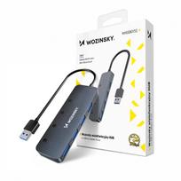 USB-A Hub Wozinsky WHS080YSS 4 x USB-A 3.0 su atskirais jungikliais, aliuminis, su 30 cm kabeliu - pilkas