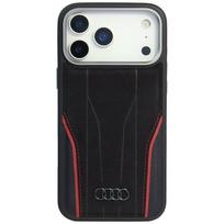 Audi R8 tikros odos MagSafe dėklas iPhone 17 Pro – juodas ir raudonas