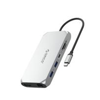 Orico XCR 12in1 USB-C Docking Station 2x USB-A 3.1 1x USB-A 2.0 1x USB-C PD 100W 1x USB-C 3.1 2x HDMI 2.0 4K 60 Hz 1x DisplayPort 1.4 4K 60 Hz 1x SD 3.0 1x microSD 3.0 1x RJ45 Gigabit Ethernet 1x audio CTIA 3.5 mm - Sidabrinė