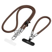 Tech-Protect C10S Telefono virvė peties žemiau (114 cm) + Rankinė juosta (31 cm) - Riešuto rudas su titanu