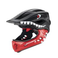 Rockbros TT-32005 Shark vaikų dviračio šalmas su nuimama žande M dydis (54-58 cm) - Juoda