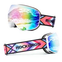 Rockbros SP284 vaikiški slidinėjimo akiniai su apsauga nuo rasojimo ir UV filtru, pilki lęšiai su rožiniu veidrodiniu sluoksniu – balti