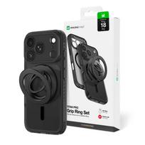 AmazingThing Titan Pro Lens Ring Set dėklas iPhone 18 Pro su kamerai skirtu dangalu ir magnetiniu žiedu, suderinamas su MagSafe - Juoda