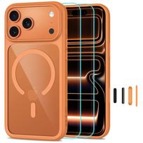 Tech-Protect MagOne CC MagSafe dėklas + 2 vnt. grūdinto stiklo, skirtas iPhone 18 Pro Max / 17 Pro Max – permatomas oranžinis