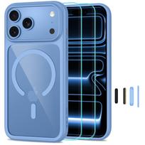 Tech-Protect MagOne CC MagSafe dėklas + 2 vnt. grūdinto stiklo, skirtas iPhone 18 Pro Max / 17 Pro Max – skaidriai mėlynas