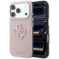 Guess Grained & Big Resin Logo dėklas, skirtas iPhone 18 Pro Max / 17 Pro Max – rožinis