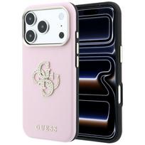 Guess Smooth & Big Strass Logo dėklas iPhone 18 Pro / 17 Pro - Rožinė