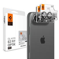 Grūdinto stiklo kameros apsauga Spigen Optik Pro GLAS.TR EZ FIT 2-Pack, skirta iPhone Duo - balta