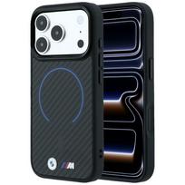 Dėklas BMW M Kevlar Blue Print Ring Metal Logo MagSafe, skirtas iPhone 18 Pro / 17 Pro - Juodas