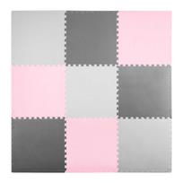 Ricokids Putplasčio dėlionės kilimėlis 180x180cm 9 vnt. pilkai rožinės spalvos