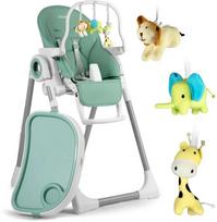 Ricokids Maitinimo kėdutė su staliuku, žalia „Belo“ šokdynė + apsauginis lankelis