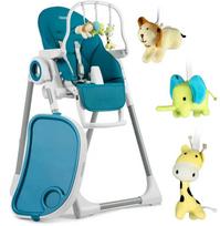 Ricokids Belo maitinimo kėdutė su staliuku, batutu, tamsiai mėlyna + apsauginis lankelis