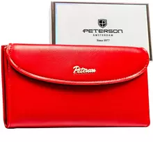 Raudona lygi moteriška ekologiškos odos piniginė su magnetiniu užsegimu „Peterson“ ST34