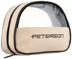Sintetinio audinio kosmetinė su permatomu langeliu Peterson, smėlio ir juoda RT25