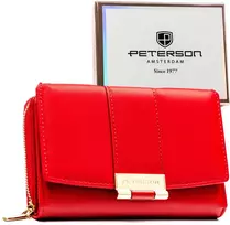 Moteriška raudona ekologiškos odos piniginė „Peterson“ ST54