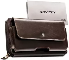 Natūralios odos delninė/piniginė vyrams Rovicky, ruda